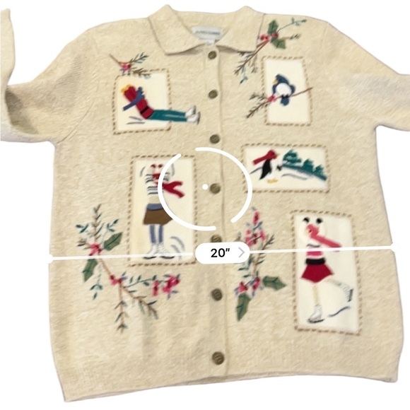 Alfred Dunner Embroidered Winter Scenes Ramie Cotton Blend Knit Sweater, Small - Picture 12 of 14